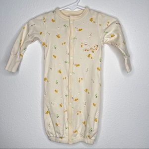 Kushies yellow baby chicks gown converter convertible gown romper Sz newborn